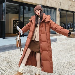 2024 New Winter Coat Female Long Coats Down Korean Hooded Fashion Down Jacket Casual Thick Loose Outerwear Jackets for Women