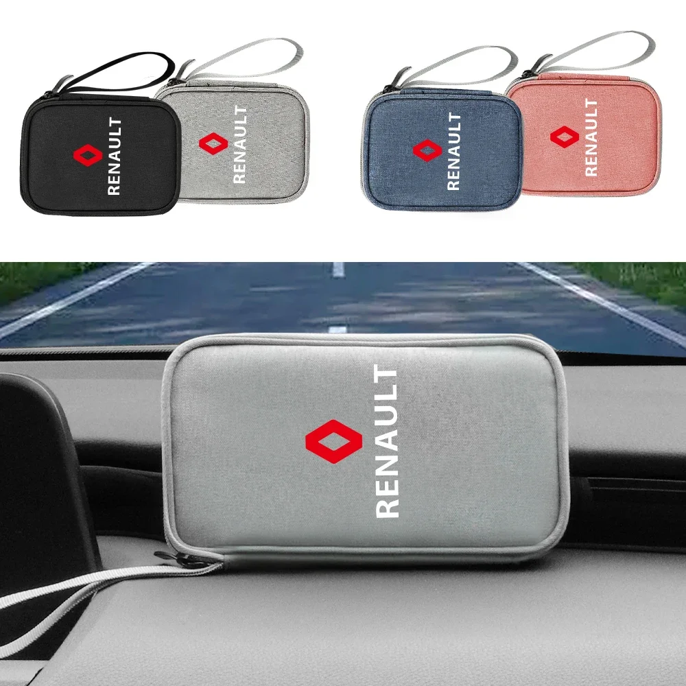 Bolsa de almacenamiento portátil para coche, pegatina para coche, Cable de datos USB, accesorios impermeables para Renault Megane 2 3 4 Captur Radio Logan Dust