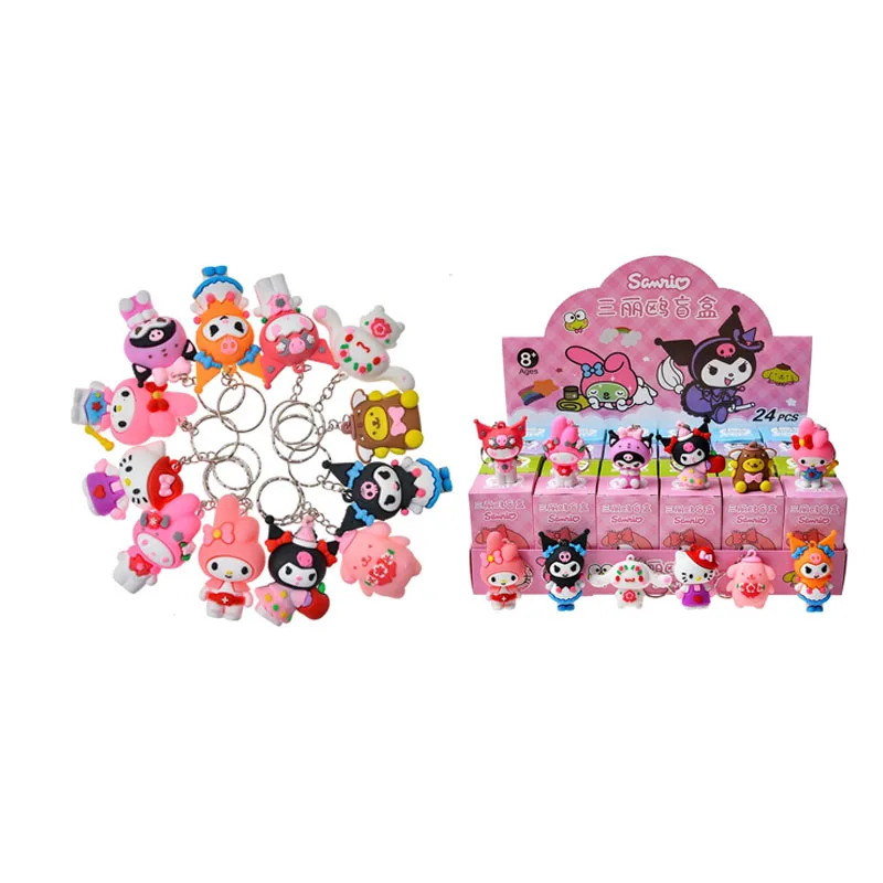 

Набор из 24 штук: Санрио Hello Kitty и Куроми, фигурки-брелоки в закрытых коробках, аниме-модели, декоративные игрушки для детей, рождественский подарок