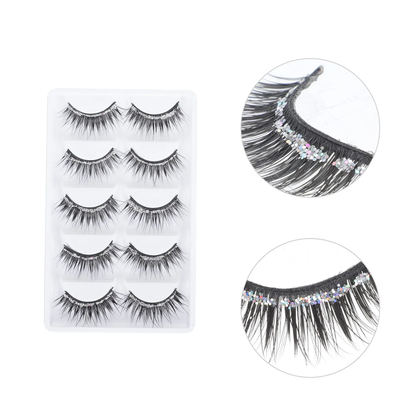 5 pares de cílios artificiais brilhantes macios e confortáveis cílios postiços design curvo realista durante todo o dia usar ferramenta de beleza dos olhos para chique