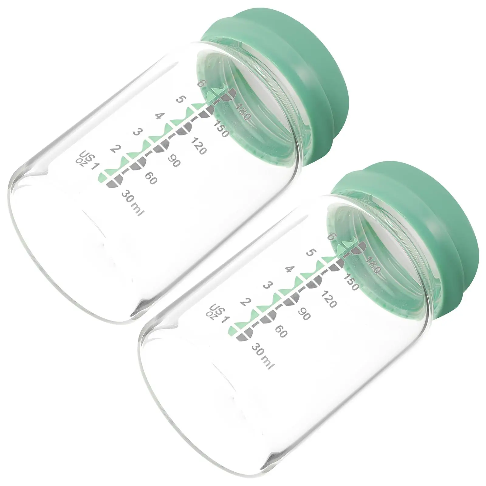 

2 Pcs 180ml Green Breast Milk Storage Bottle Glass Wide Mouth Design for Newborn Baby Feeding Eco Friendly Safe Material