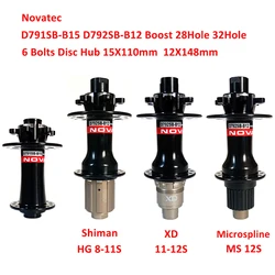 Novatec Hub D792SB B12 D791SB B15 Boost 6 Bolt Disc Shiman HG XD Microspline Freehub Front 15X110mm Rear 12X148mm 28 32Hole