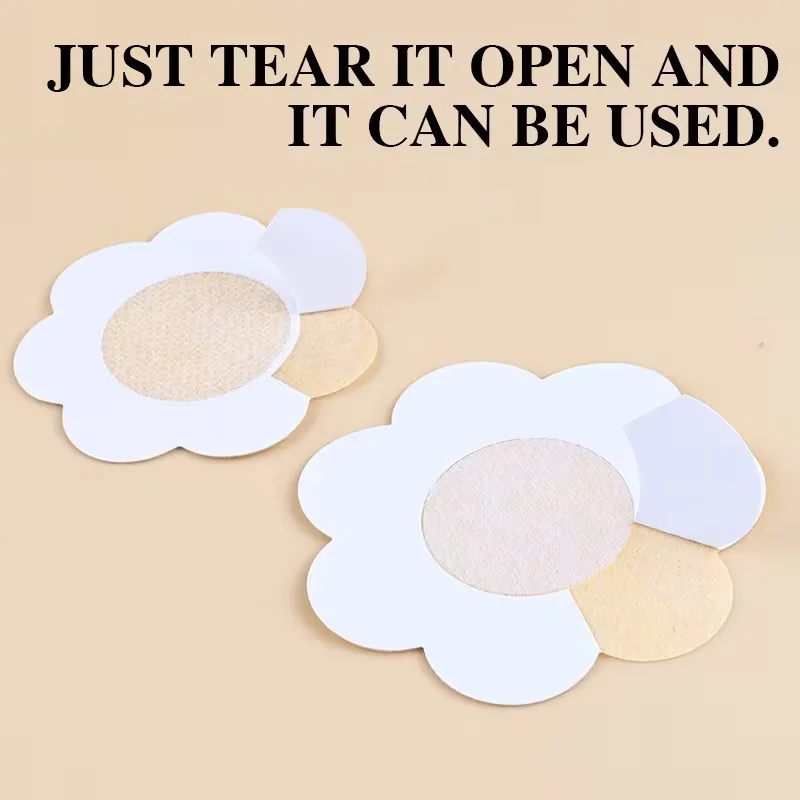 40/60/100 Pcs Ultra-Thin Disposable  Round/Floral-Shaped  Seamless Breathable Self-Adhesive Nipple Covers Bra Breast Patch image 4