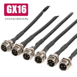 Copper GX16 Cable Connector M16 2 3 4 5 6 7 8 9 10 Pin Male Socket with Wire Industrial 16mm Single Head Male Aviation Plug Line