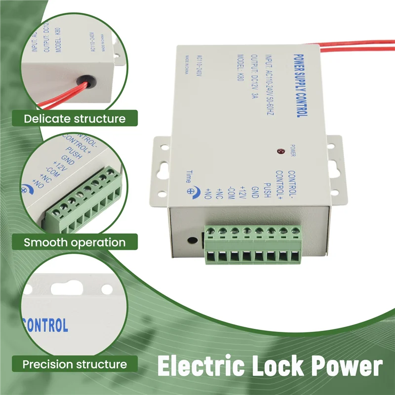 

ABMF-K80 Door Access System Electric Power Supply Control DC 12V 3A Miniature Power/Electric Lock Power/Access Control System