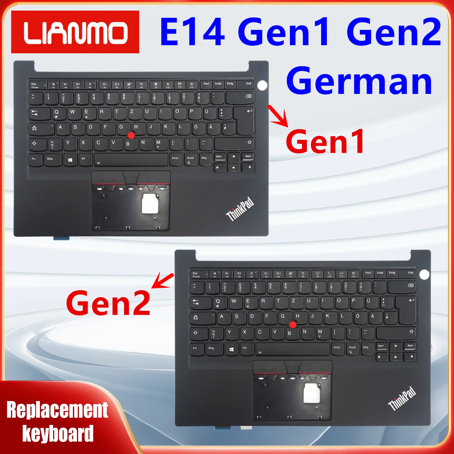 German notebook keyboard Suitable for Lenovo ThinkPad E14 Gen1 E14 Gen2 Gen3 Gen4 C-shell keyboard With backlight and No backli