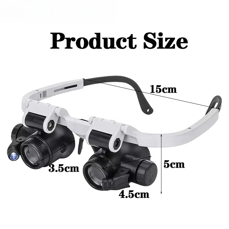 Magnifying Glass 8X/15X/23X Jeweler Watchmaker With LED Light Telescopic Headband Magnifier Glasses Reading Loupes Eyewear