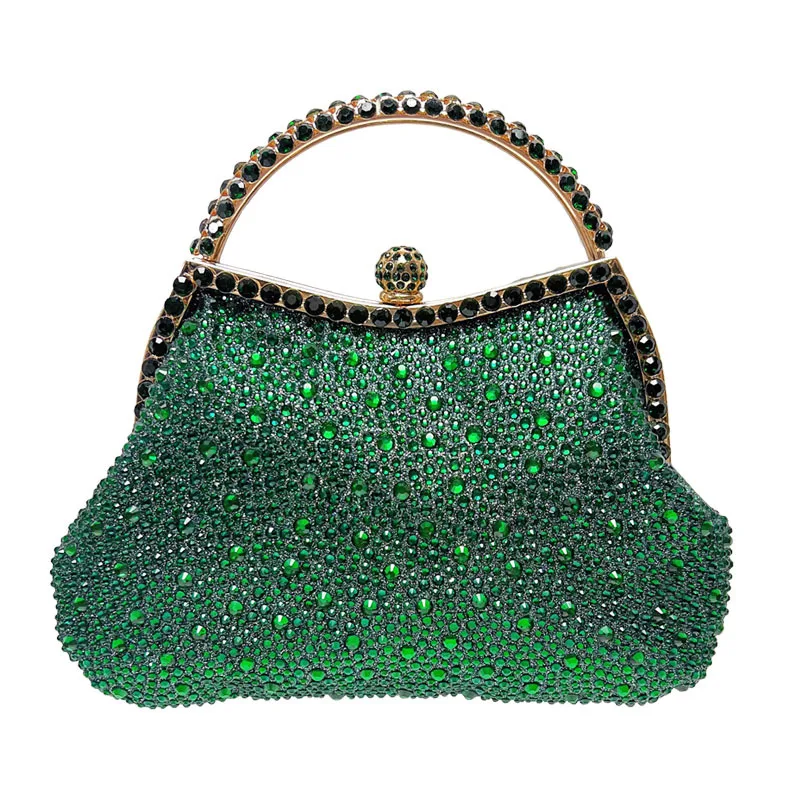 

2025 New Fashion Luxury Fine Diamond Inlay Evening Clutch Bag Women Brand High End Rhinestone Handbag Wedding Party Shoulder Bag