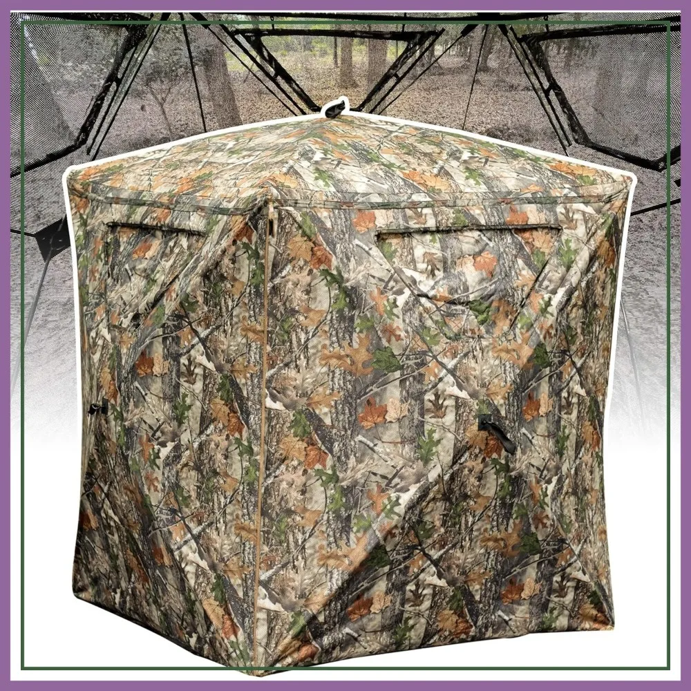 

360° See Through Hunting Blind for 2 Person, Portable Pop Up Ground Blind for Deer & Turkey
