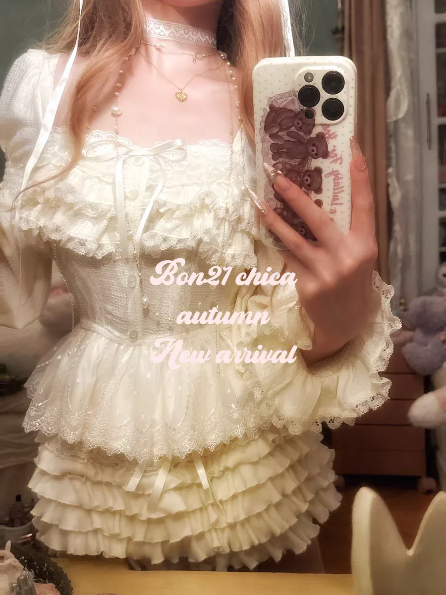 Prinzessin Sweet Lolita Shirt Bobon21 Angel Whispering Lace Retro Langarm Puppenhemd T2426