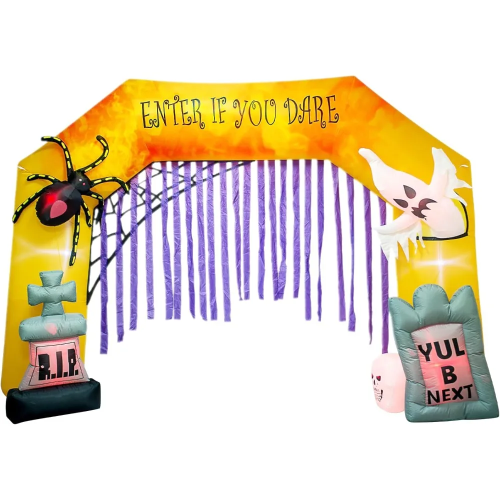 

11 Ft Halloween Inflatable Ghosts Spider Archway Arch with LED Lights Outdoor Indoor Holiday Decorations Blow up Lighted Yard D