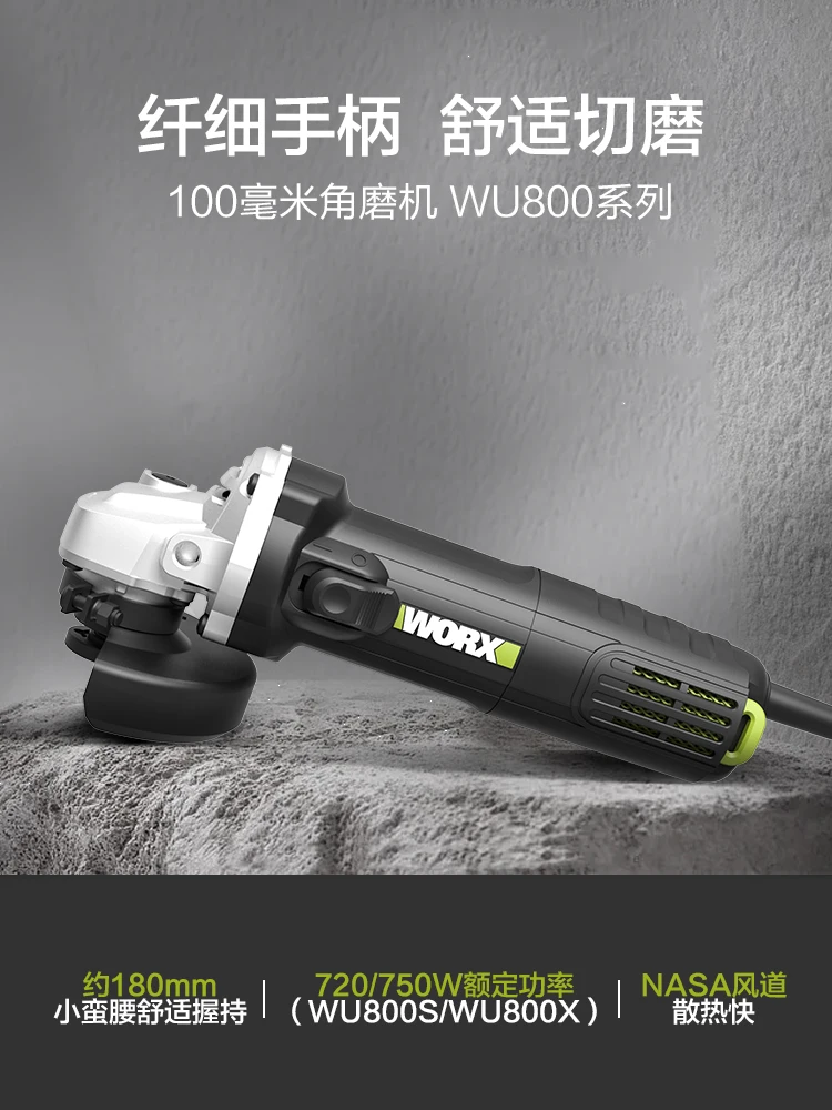 Electric Angle Grinder WU800 Small Handheld Cutting and Polishing Hand Grinder