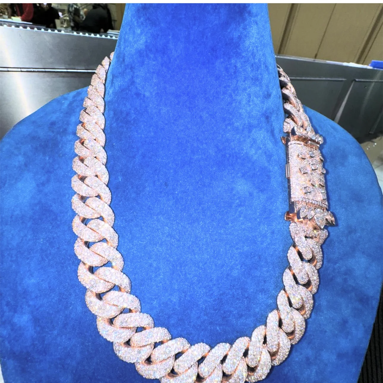 Cuban Custom Lab Diamond Necklace Sterling Silver 925 Vvs Moissanite Iced Out Hip Hop Jewelry Cuban Link Chain.