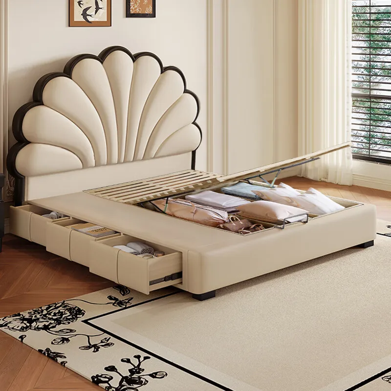 

European White Double Bed Decoration Australia Floating Modern Double Bed Frame Luxury Wooden Cama Casal Furniture For Home