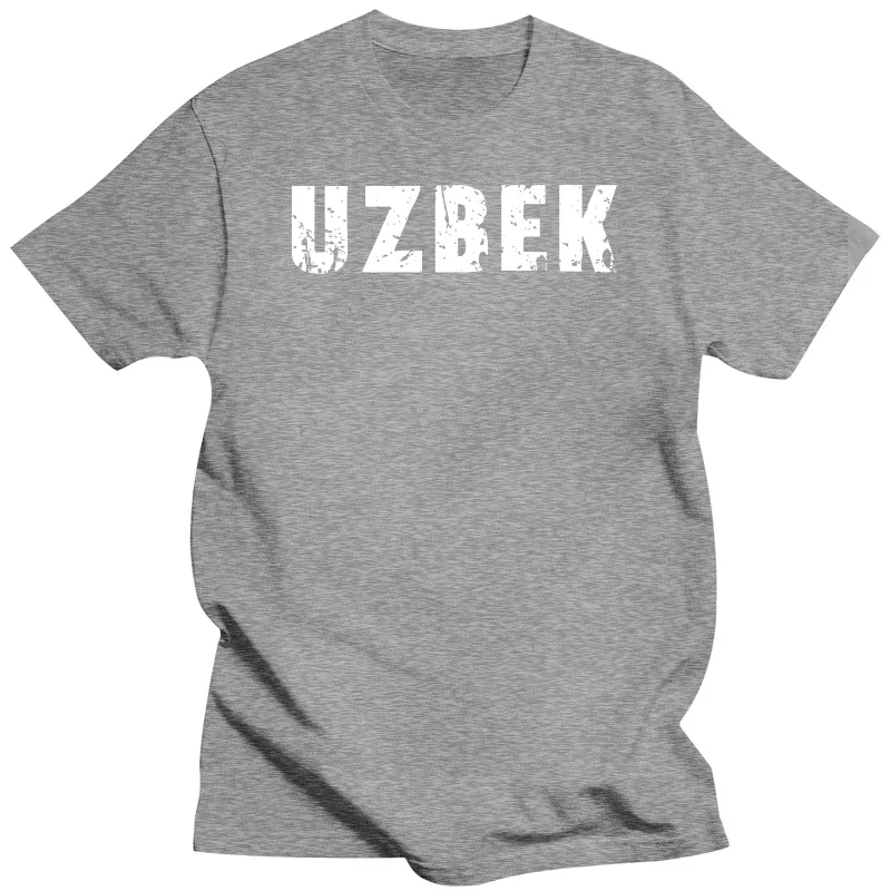 男性用uzbek-半袖Tシャツ、ラウンドネック、5文字、黒の単語、00006