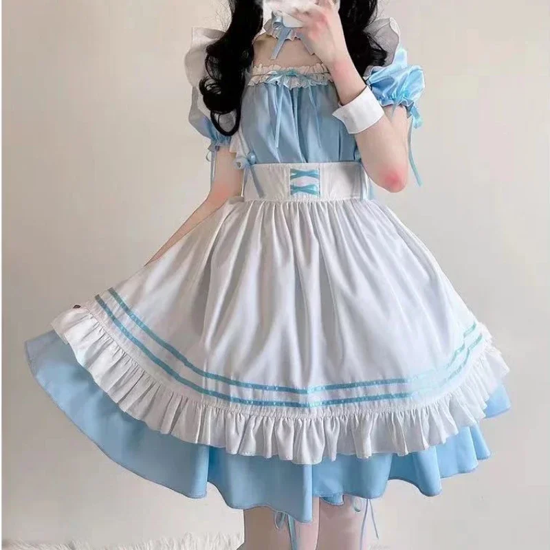Disfraces de sirvienta Lolita de color negro y rosa, disfraz de sirvienta bonita para niñas y mujeres, disfraz de Cosplay, espectáculo de animación, traje japonés, ropa S-5XL