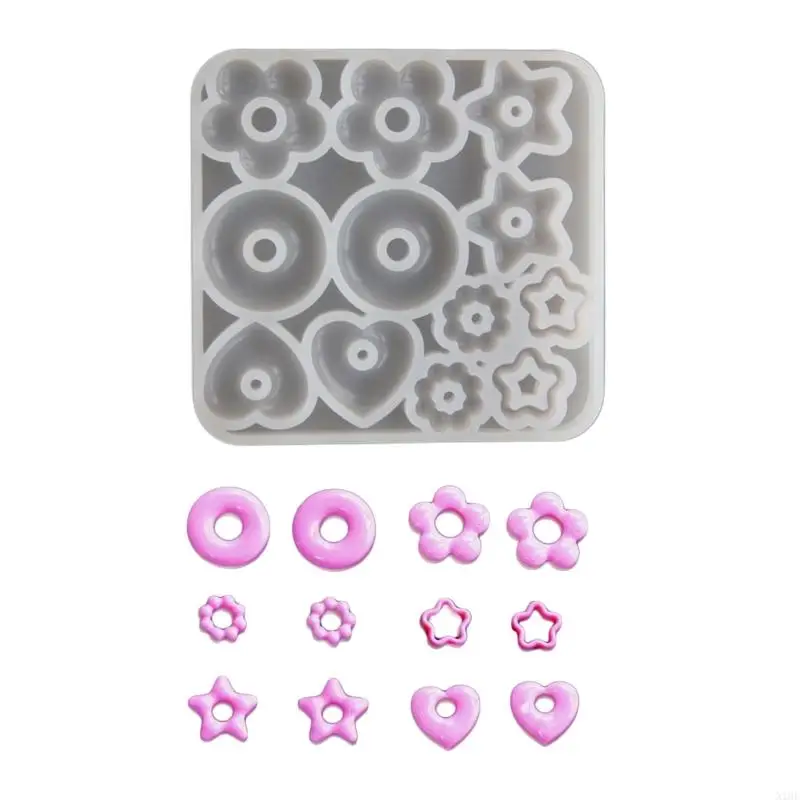 Silicone Keychain Molds Resin Jewelry Heart Star Flower Earring Molds Epoxy Resin Accessories for Making Accessories