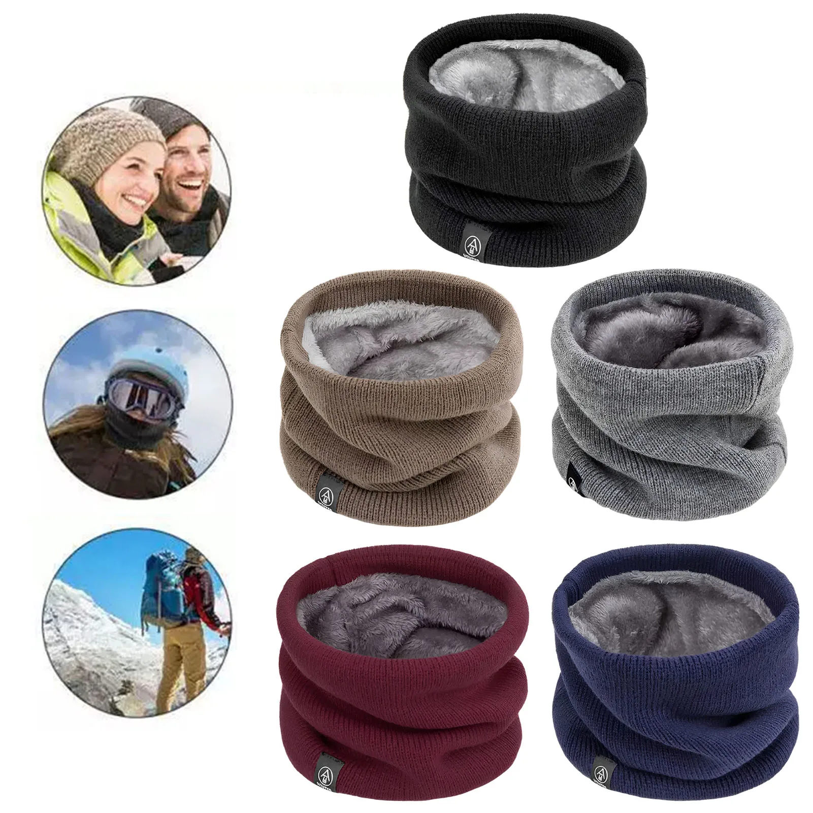 Outdoor Thermal Knitted Neck Gaiter Winter Sport Scarf Windproof Face Cover For Skiing Running Cycling Fishing Cold Weather