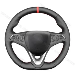 Hand Sew Black Leather Car Steering Wheel Cover for Opel Astra K Corsa F Combo E Grandland X Insignia CT Mokka Vauxhall