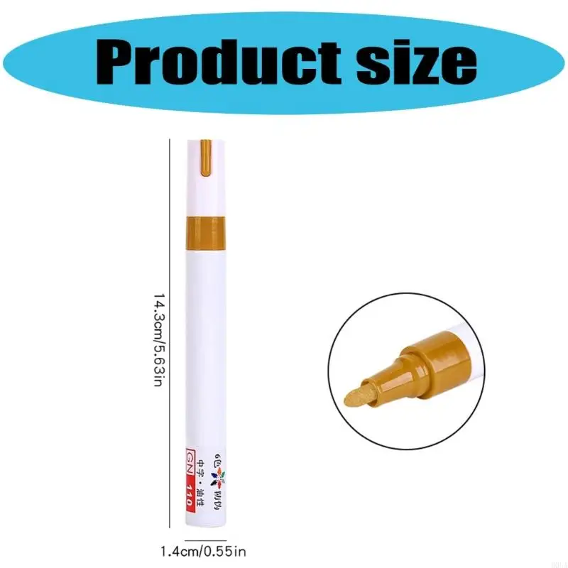 D0UA 6 PCS 페인트 펜 방수 마커 펜 오일 기반 페인트 펜 락 스톤 플라스틱 유리를위한 빠른 건조 영구 마커