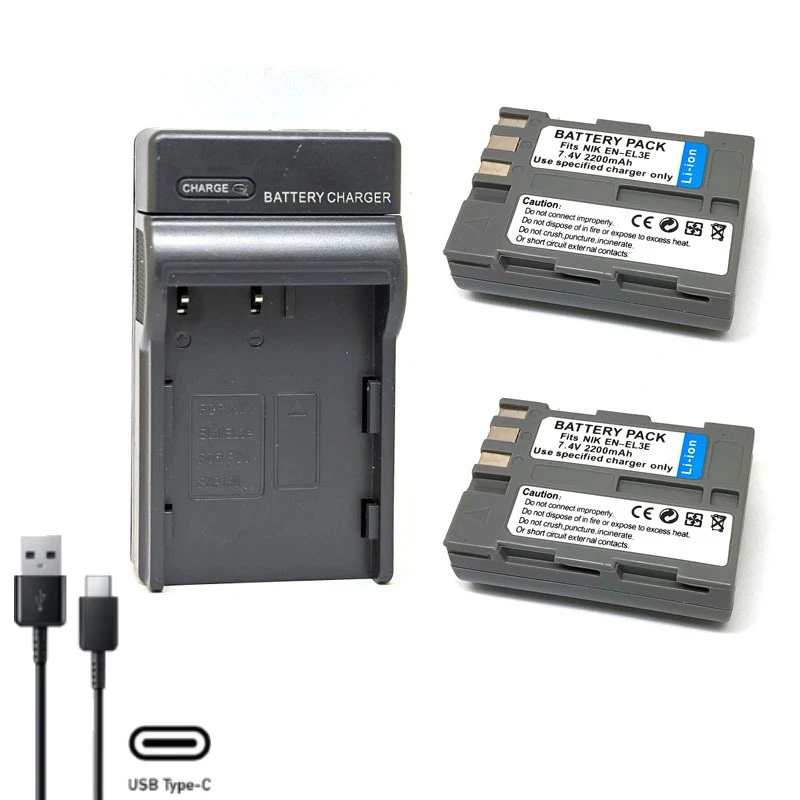 2200mAh 7.4V EN-EL3e كاميرا رقمية للأغراض العامة بطارية عالية الجودة لنيكون D80 D90 D300S D50 L50 D300 D100 D200 D700