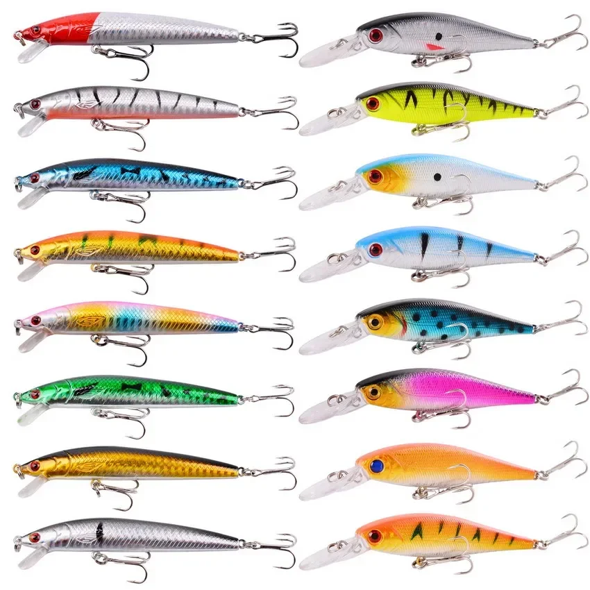 16/8Pcs / Set Minnow Mixed Fly Fishing Lure Set Artificial Hard Bait Realistic Bait Carp Fishing Tackle Pesca Wholesale