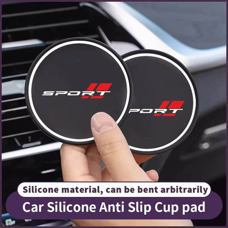 

1 pair car cup mat SPORT4 grid red interior anti slip mat car cup mat silicone storage mat