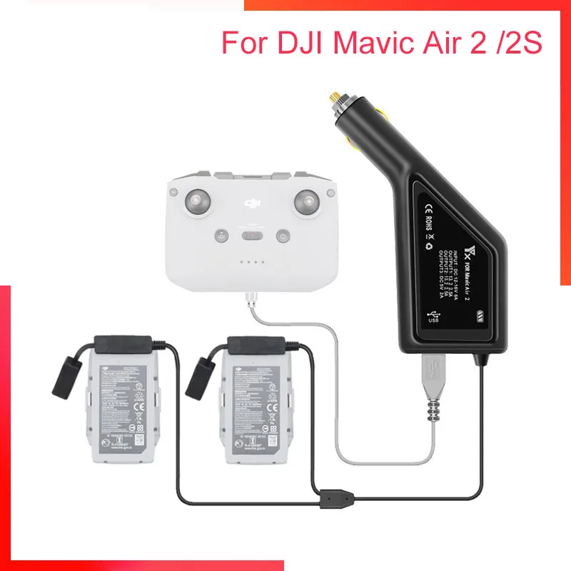 

YX 3 In 1 Car Charger Mavic Air 2S Car Charger Battery Charging USB Port Remote Control Charge For DJI Mavic Air 2 Charger Hub