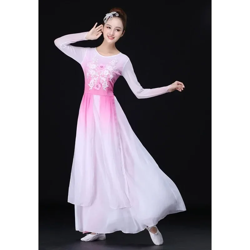 Classical Dance Costume Women's Elegant Chinese Modern Dance Costume Fan Dance Costume Long Dress Hanfu Women