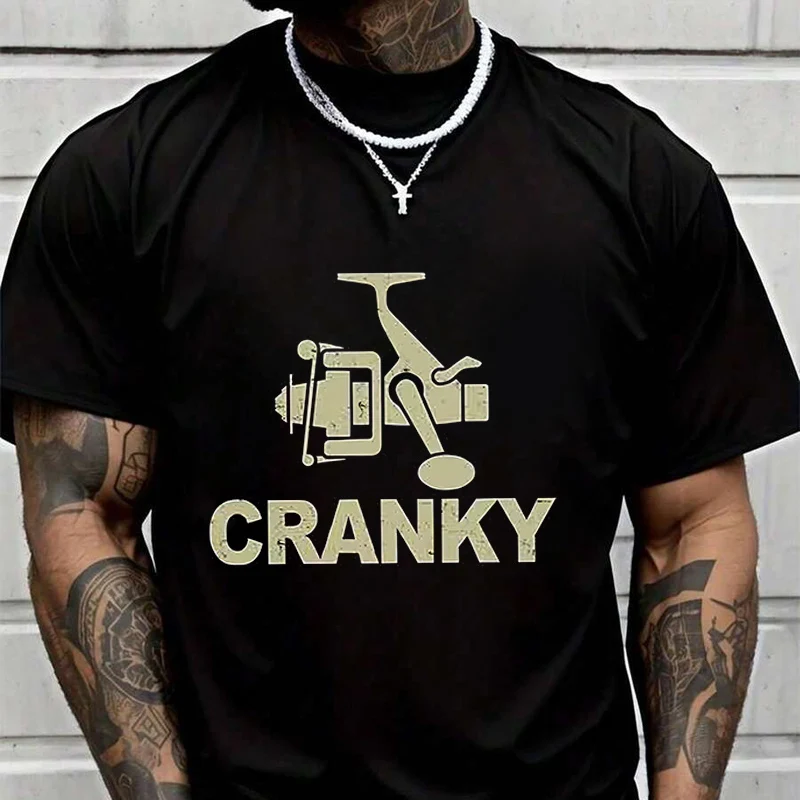 

Винтажная мужская модная футболка с текстом и дизайном рыболовной катушки, повседневные модные футболки для лета, топы с короткими рукавами