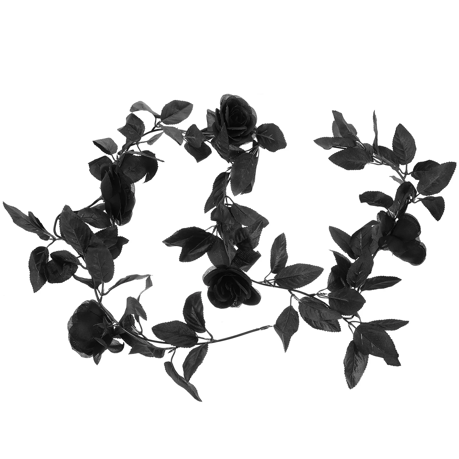 

Black Imitation Rose Garland Artificial Flower Vine Decoration for Front Door Window Halloween Party Scene Props