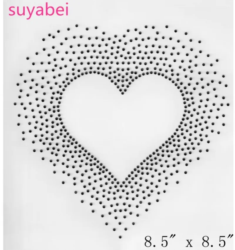

Heart Design Iron-On Rhinestone Patches Crystal Transfer for Shirts Hot Fix Applique Patch