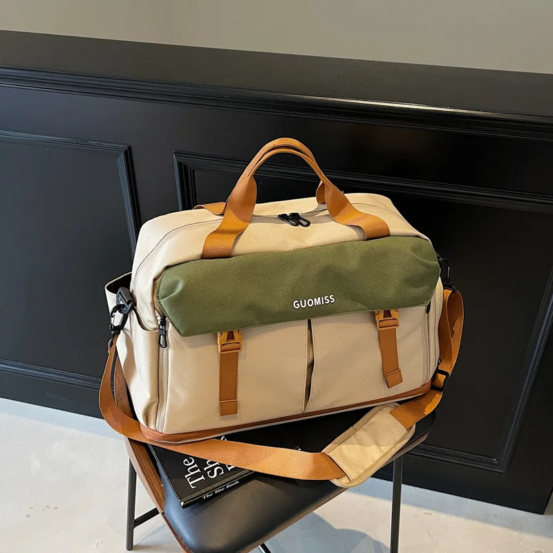 patchwork-travel-duffel-bag-multi-pocket-portable-gym-tote-bag-detachable-shoulder-strap-weekend-vacation-luggage-handbag
