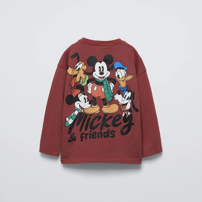 ميكي ماوس تيز الأطفال طويلة الأكمام موضة ملابس كاجوال الاطفال الكرتون المطبوعة التي شيرت الرضع رقيقة القطن الخالص Crewneck القمم #5