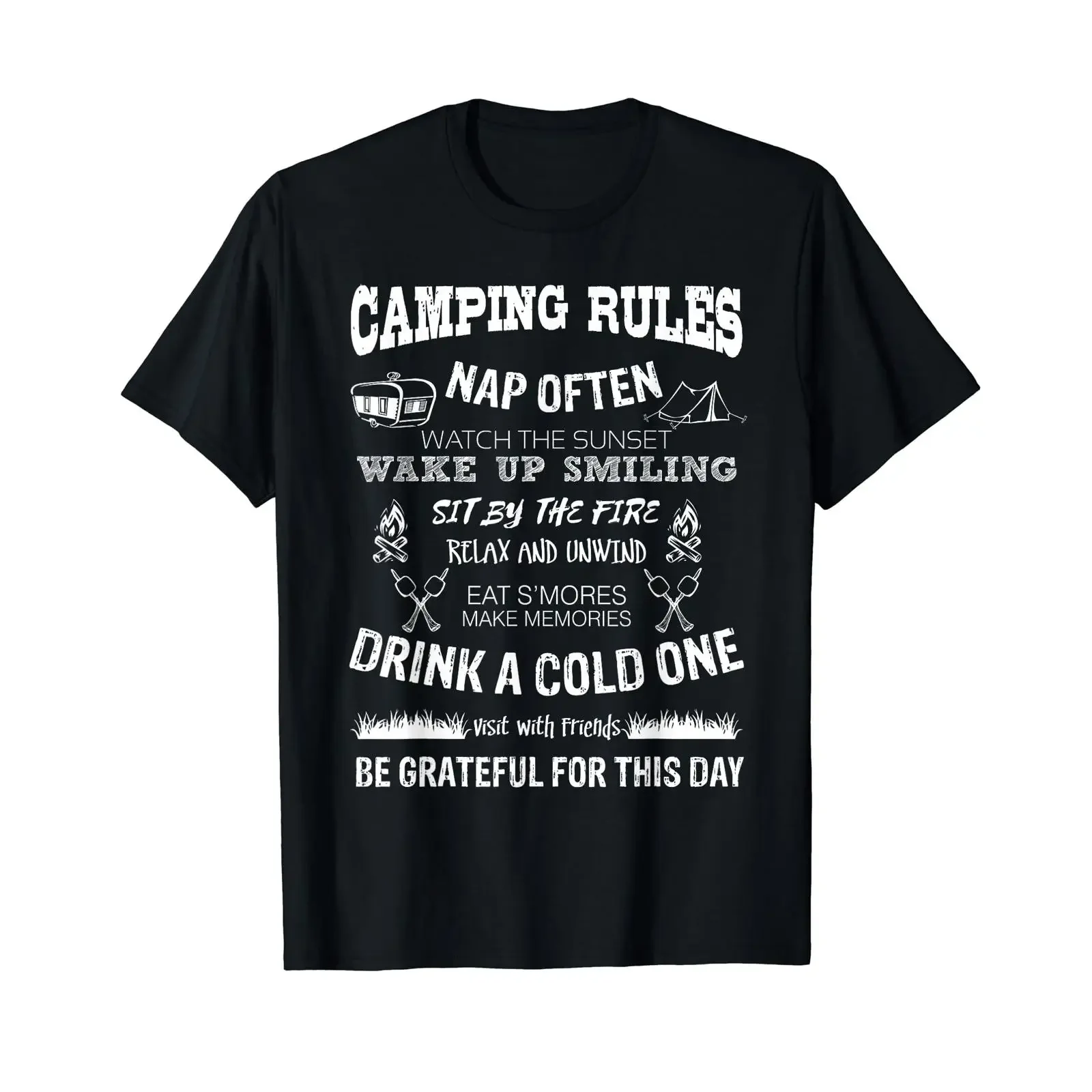 Футболка Camping Regeln винтажная, с эффектом потертости, унисекс, универсальная, повседневная, удобная, дизайнерская одежда, модная, мягкая, уличная одежда, стильная.