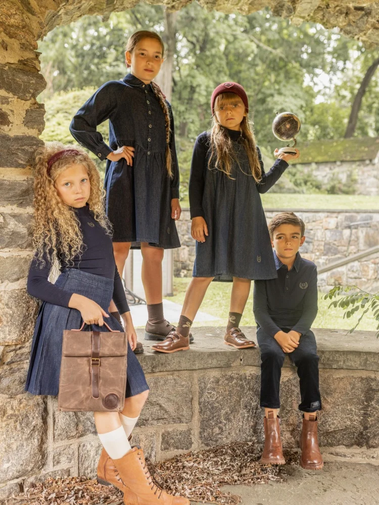 AP AW26 Blue Black Denim Collection Embroidery Fashion Family Matching Clothes Brother Sister Clothes Dress Shirt image 2