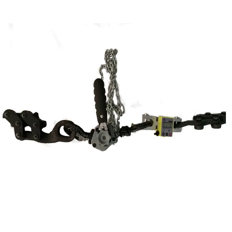 Elastic sling installer Elastic sling tension meter for electrified railway