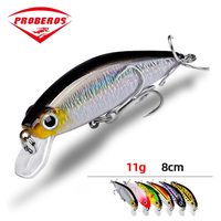 PRO BEROS Slowly Sinking Minnow Fishing Lure 80mm 11g Artificial Japan Hard Bait Bass Pike Wobblers Crankbait Carp Fishing