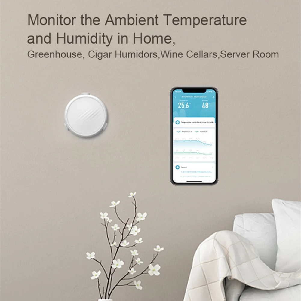 Mini WiFi Wireless Indoor Thermometer, Hygrometer & Data Logger, Smart Temperature Humidity Monitor