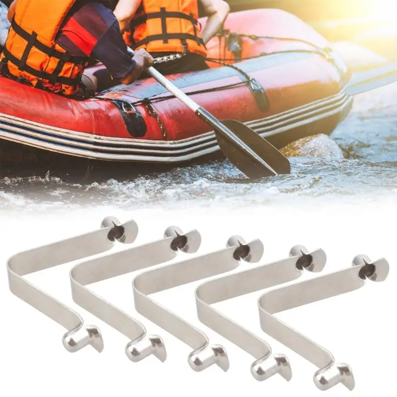 31BE 5Pcs Tent Poles Clip Locking Tube Pin Kayaks Paddle Spring Clip V Shaped Spring Buckle Exquisites Processing