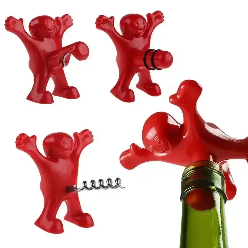 Creative Happy Man Bottle Opener Bottle Stoppers Wine Stopper Wine Bottle Rotate Corkscrews Bar Opener Kitchen Tools Gift