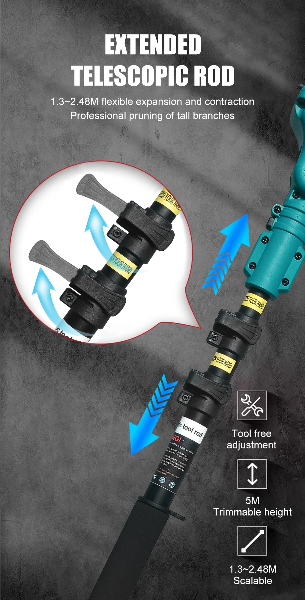 Kamolee 6 Zoll + 8 Zoll Mini bürstenlose elektrische Säge wiederaufladbare Kettensäge Holzschneider Beschneiden Garten Elektrowerkzeuge – Detail 10