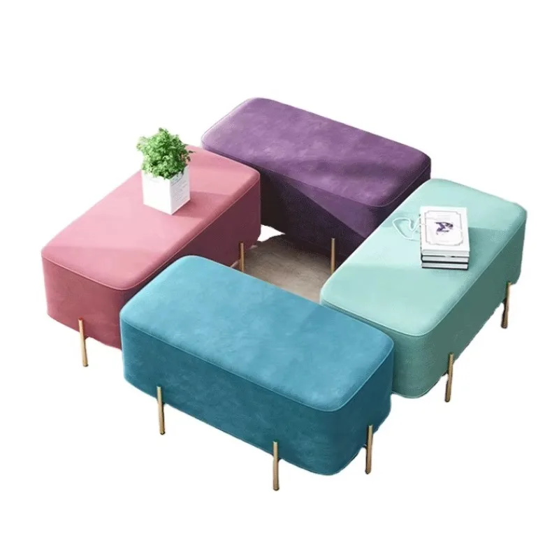 Minimalist Handmade Fabric Ottoman Bench Removable Pill Design Soft Storage for Apartment Bedroom Living Room Entryway Lounge