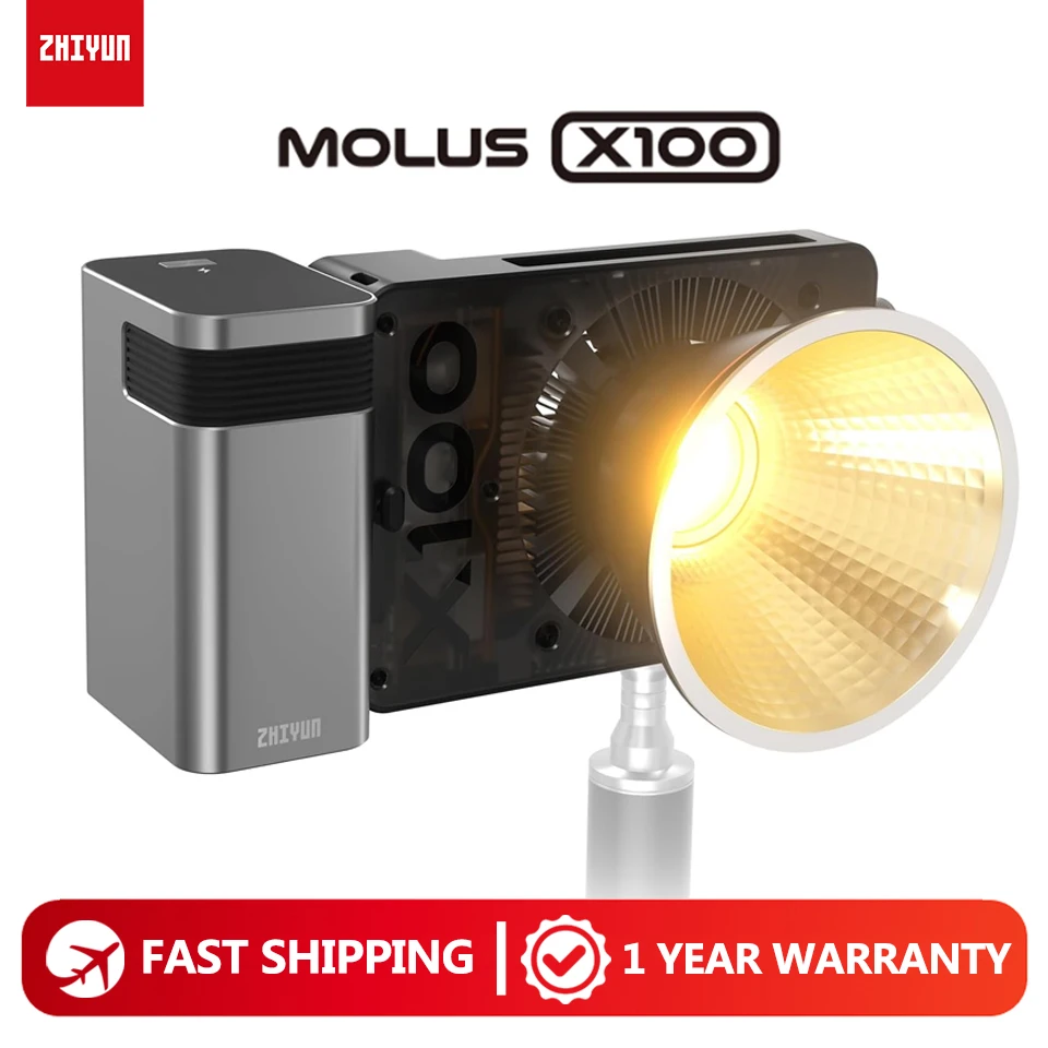 ZHIYUN MOLUS X100 100W COB Photography Lighting 2700-6500K Bi-color Pocket Video Light for Outdoor Live Video Shooting