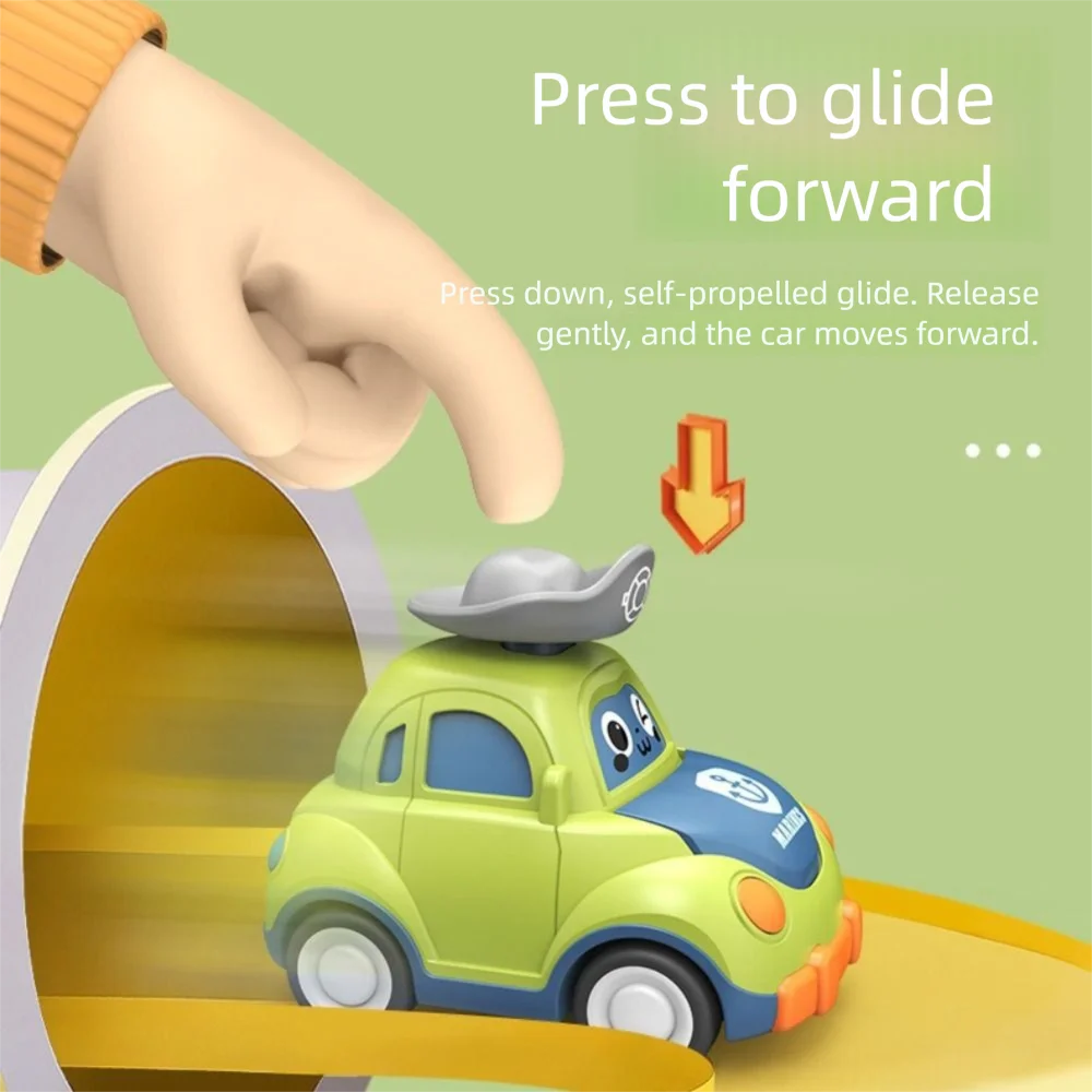 พลาสติกเด็กการ์ตูนของเล่นรถกลไกดึงกลับ Mini ขนาด Inertia ดึงกลับรถยนต์ Press Go ฟังก์ชั่น Inertia Power