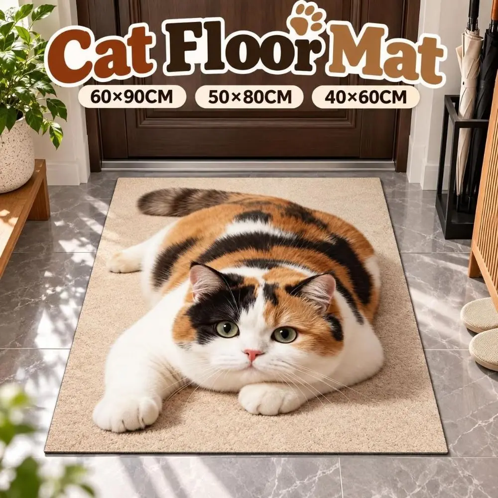 Diatomaceous Earth 3D Cat Floor Mat 40×60CM 50×80CM 60×90CM Non-slip Bathroom Carpet Water-absorbing Washable Bedroom Door Rug