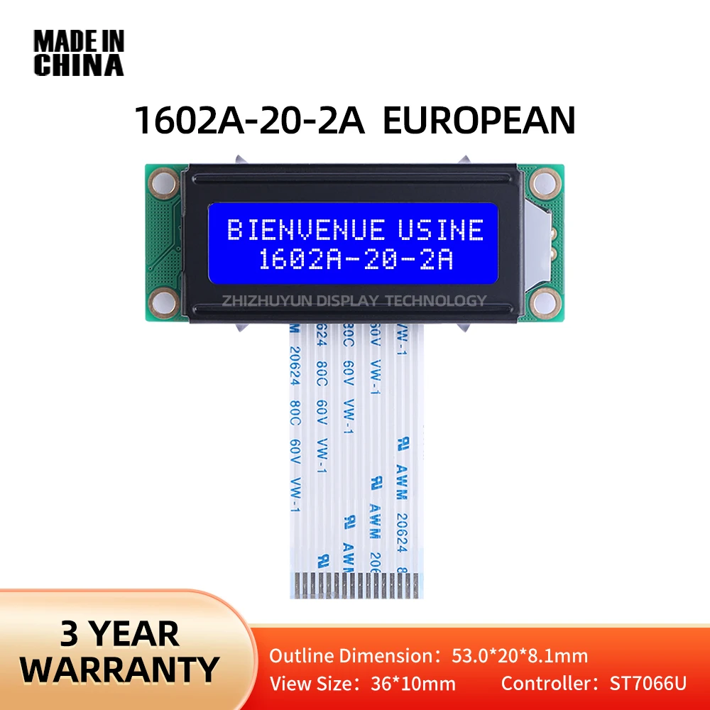 LCD16022-0-2A European LCD Display 5V LCD Screen Blue Film Parallel Port Display Device 1602A