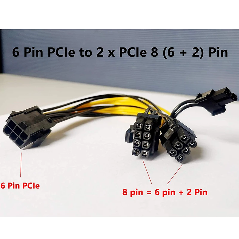 อะแดปเตอร์แปลงไฟ PCIe แบบ6ขา8พิน (6 + 2) การ์ดรูปภาพ PCI Express Power Power Power Adapter GPU VGA Y-ส่วนขยายตัวแยกเคเบิลการ์ดทำเหมือง