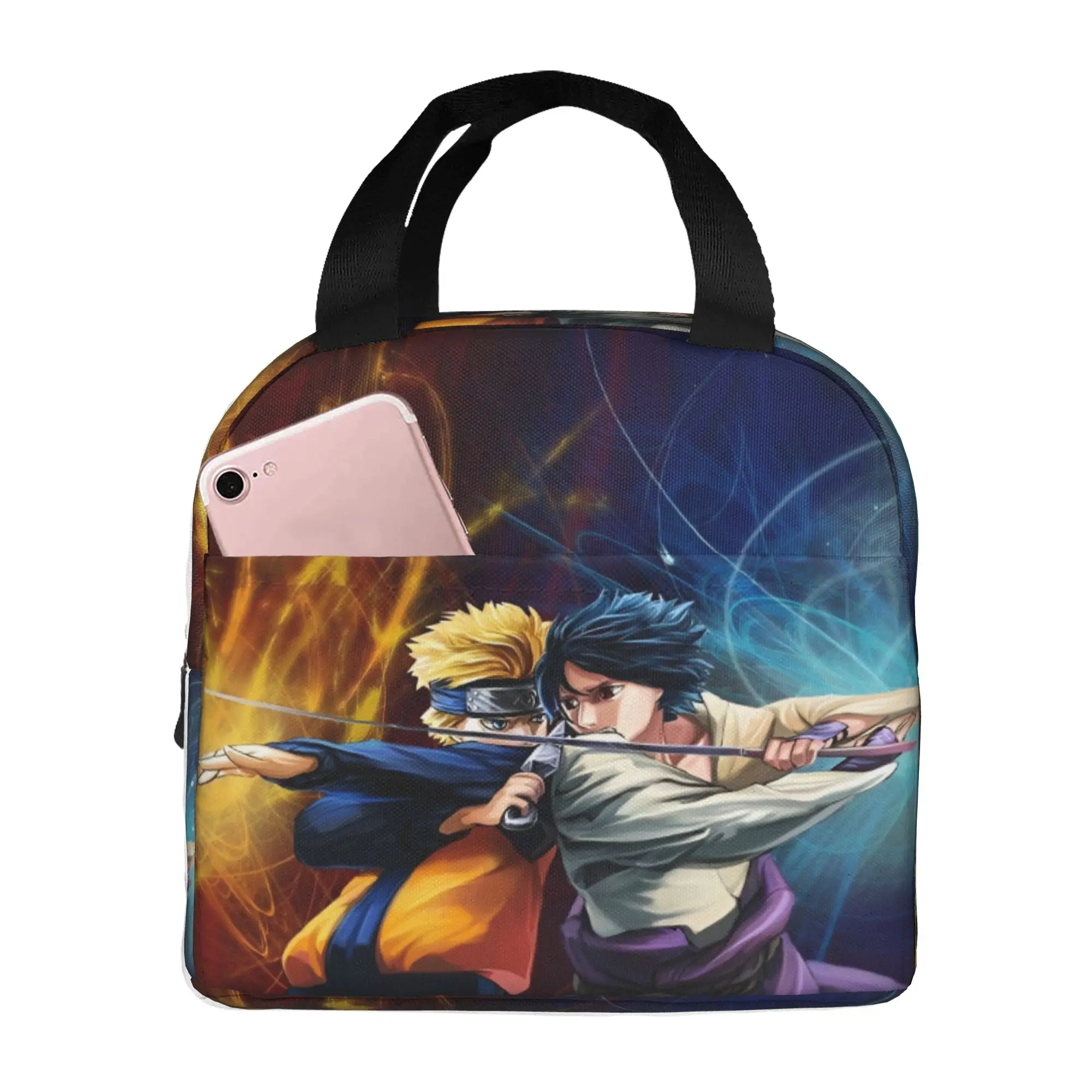 Bolsa térmica para el almuerzo de Naruto Uzumaki, diseño de manga, reutilizable, para pícnic al aire libre, caja de almacenamiento de alimentos
