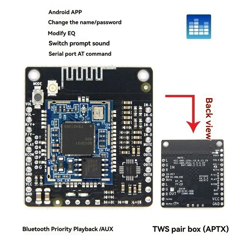 ПОЛНАЯ для гарнитуры BT, совместимая с Hi-Fi Bluetooth 5.1, плата приемника QCC3031 APTXHD, модуль линейного входа, аудиовход без потерь, NO DC 3.3-4.